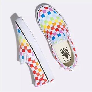 Rainbow Checkered Kids Vans size 3.5